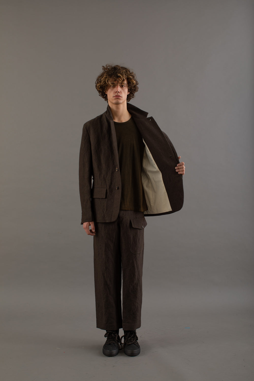 Jerrion Jacket Linen Wool Brown