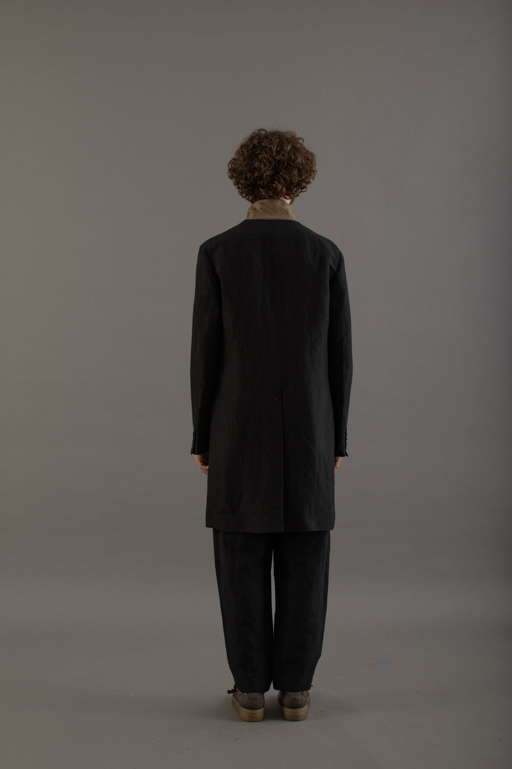 Giovanni Coat Linen Wool Black