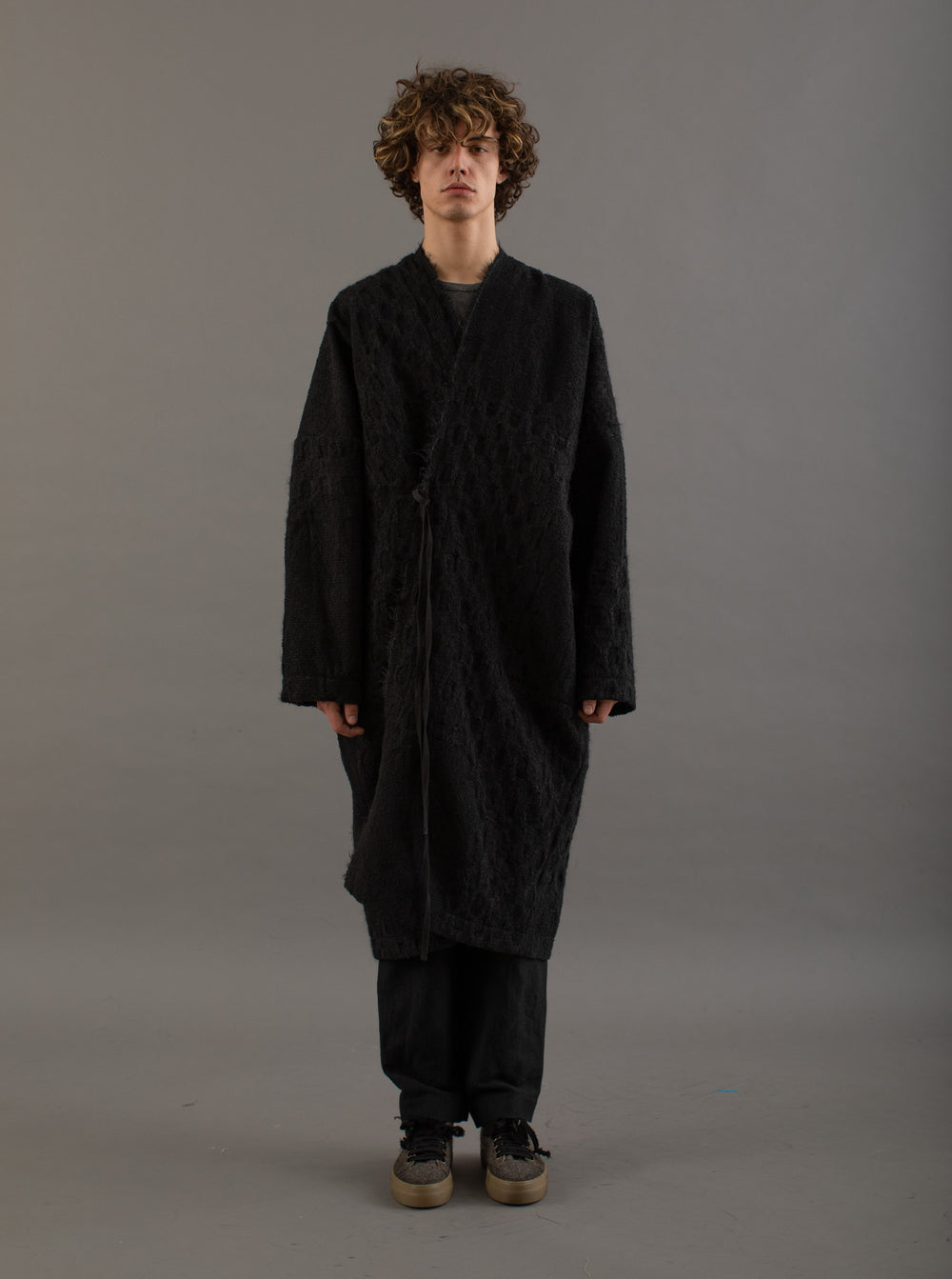 Caleb Front-tie Coat Black