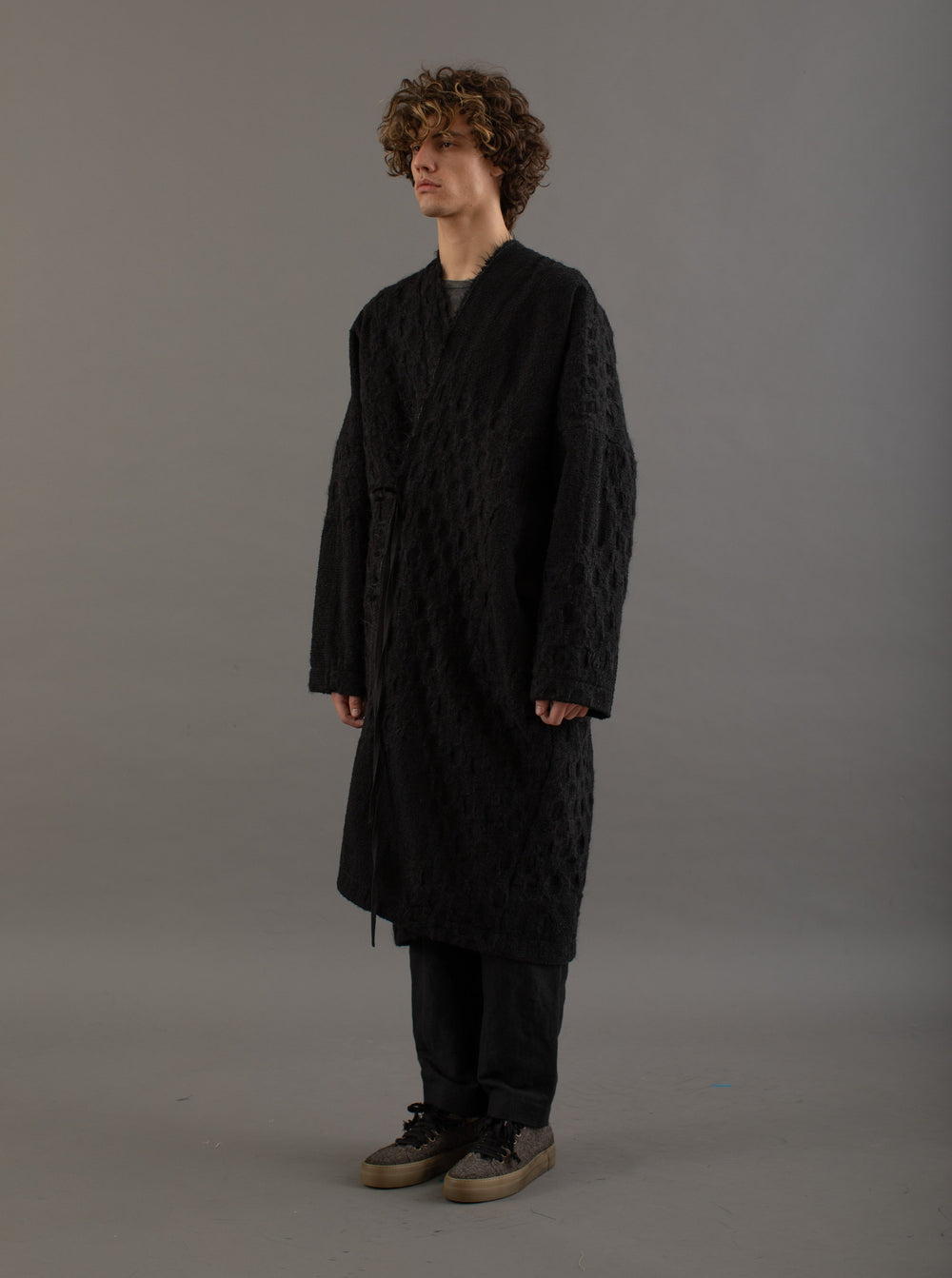 Caleb Front-tie Coat Black