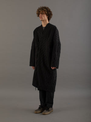 Caleb Front-tie Coat Black