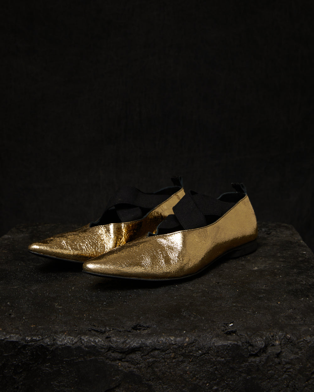 Pointed Ballet Shiny Leather Gold