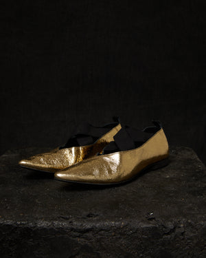 Pointed Ballet Shiny Leather Gold