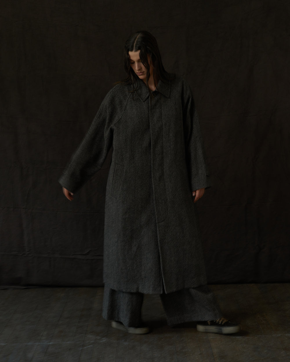 Chunk Coat Wool Tan / Black