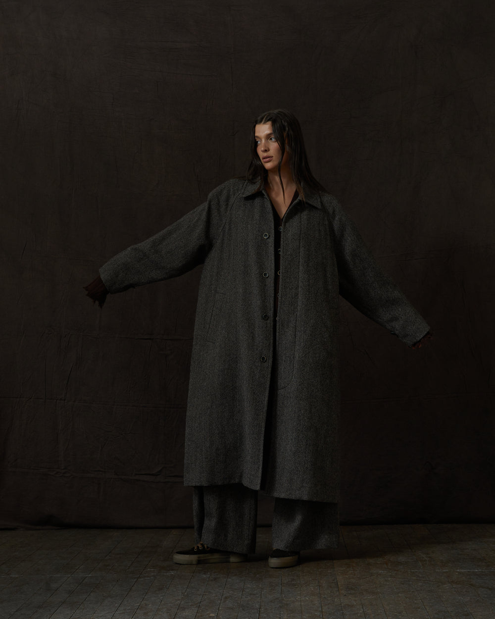 Chunk Coat Wool Tan / Black