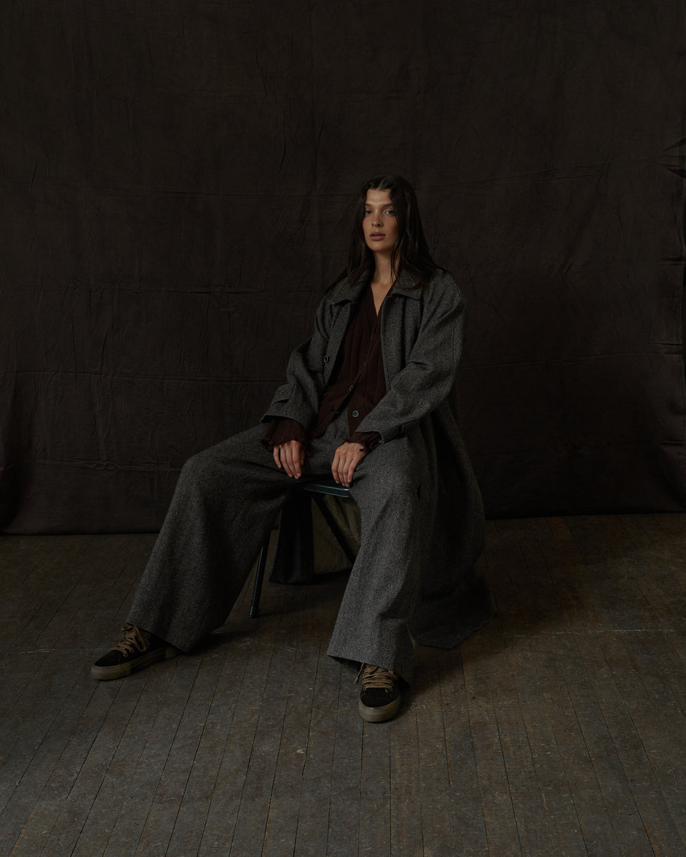 Chunk Coat Wool Tan / Black