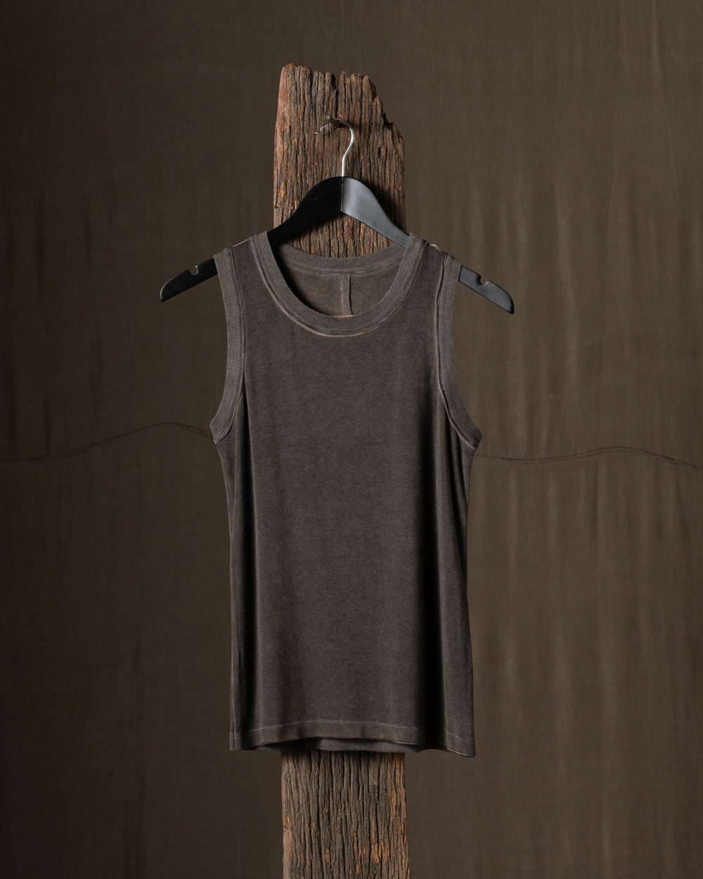 Ti Tank Top Jersey Rib Grey Brown