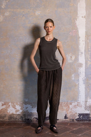 Ti Tank Top Jersey Rib Grey Brown