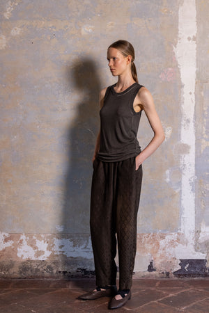 Ti Tank Top Jersey Rib Grey Brown