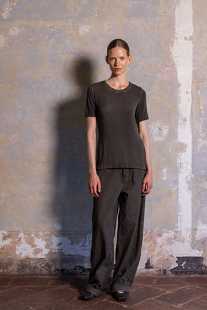 Tir Top Jersey Rib Grey Brown