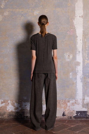 Tir Top Jersey Rib Grey Brown