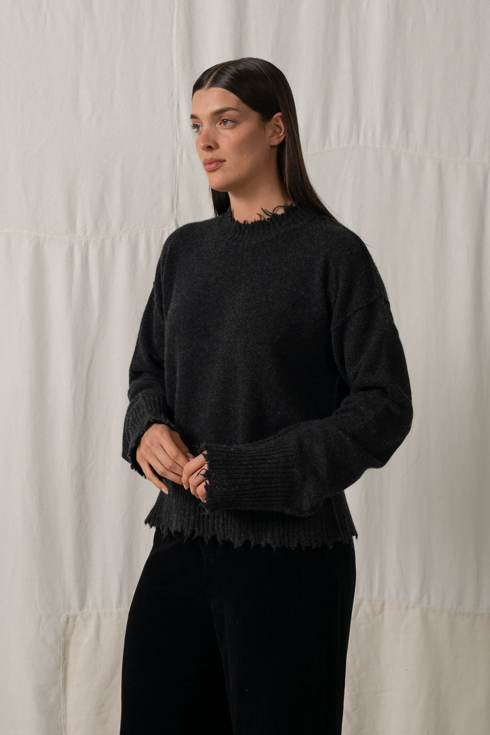 Long SLV Top Cashmere Dark Grey