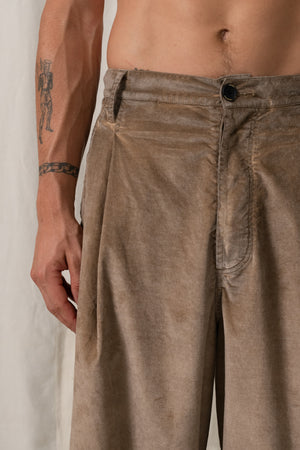 New Pants Stretch Velvet Tan