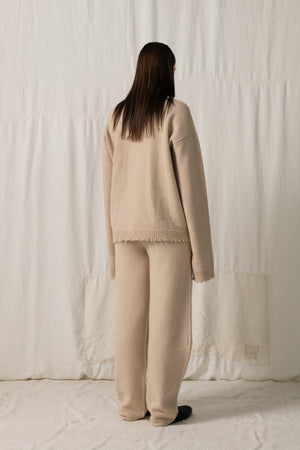 Over Cardigan Plain Cashmere Tan