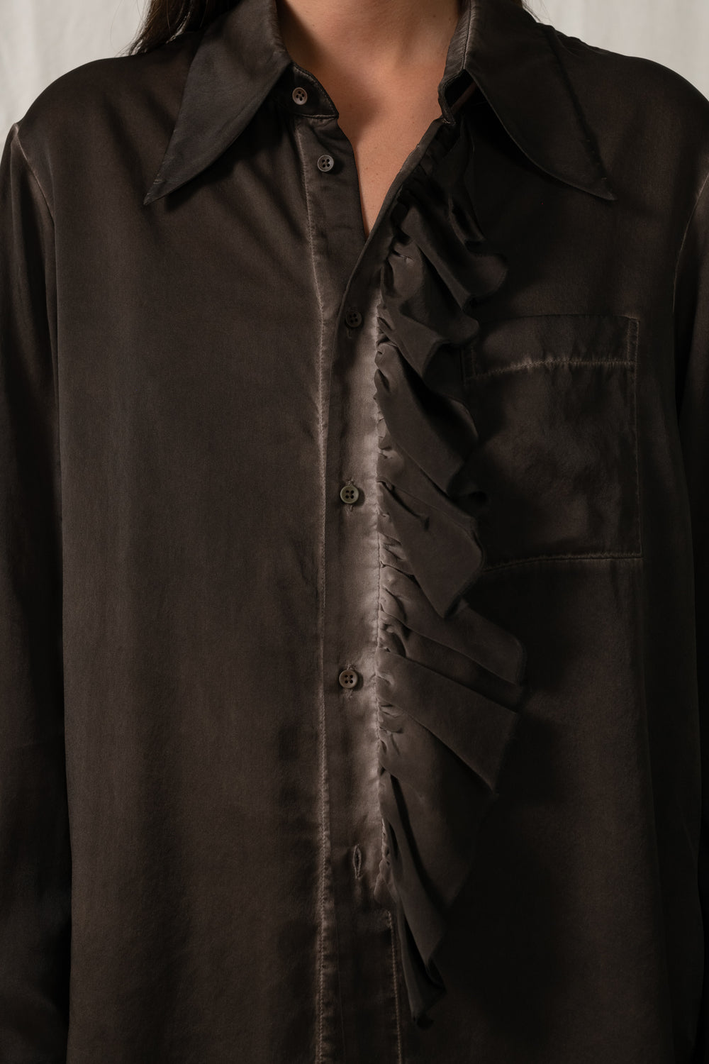 Trella Top Silk CH Dark Brown