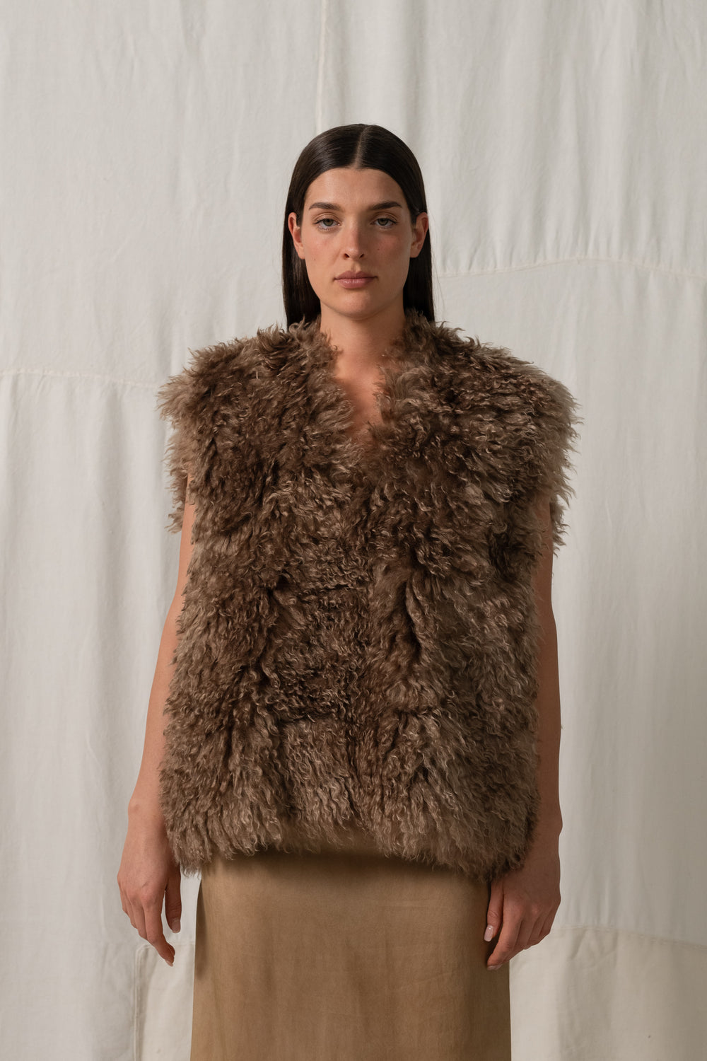 Truss Vest Fur Mustard