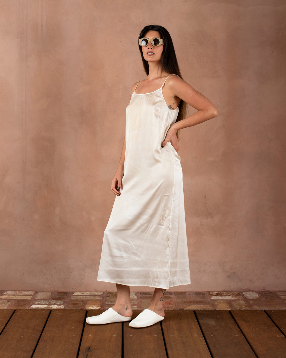 Leather Ballet Slippers Off White