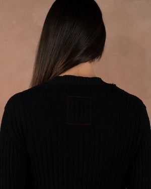 Frayed Sweater Cotton Silk Black