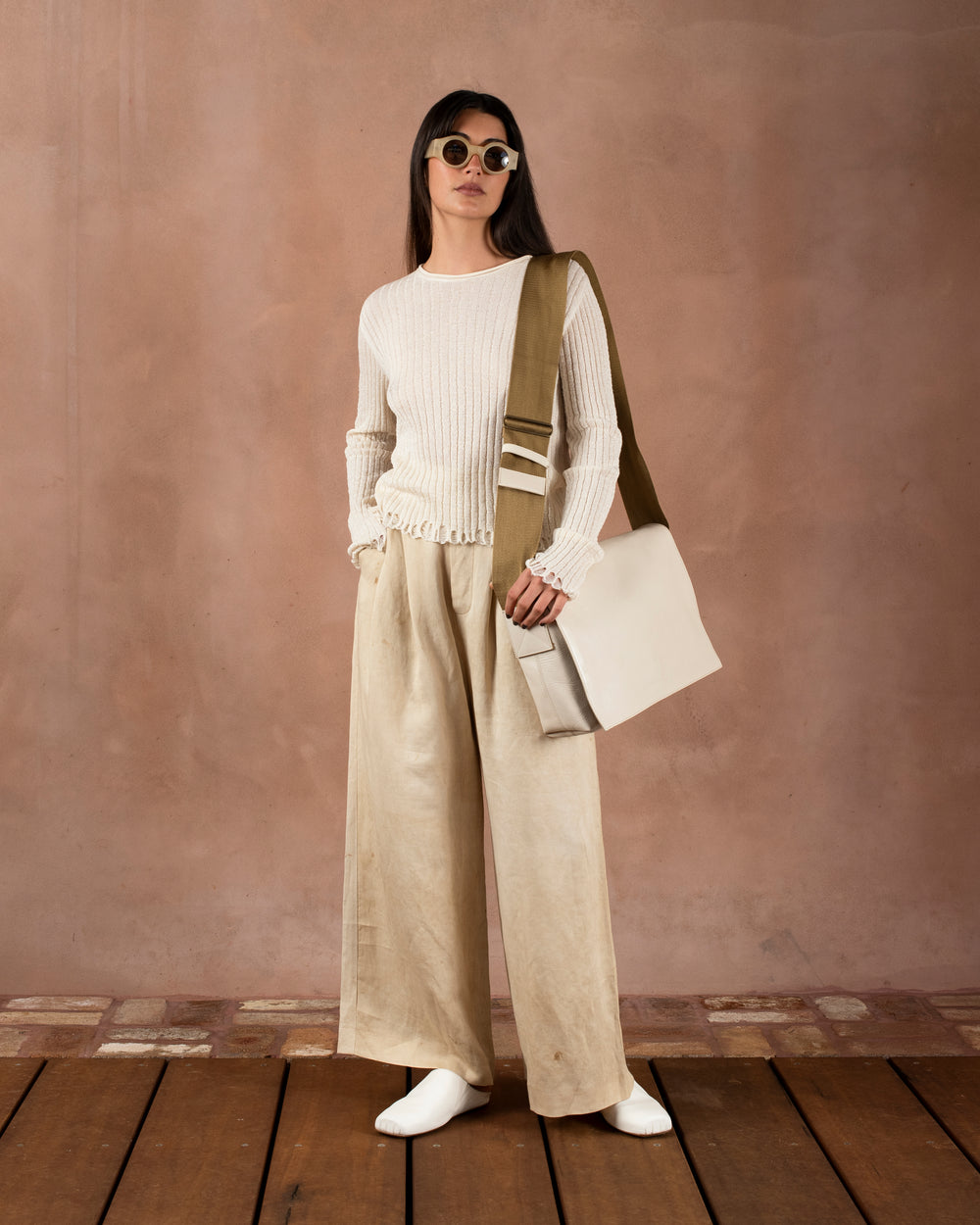 Frayed Sweater Cotton Silk Off White