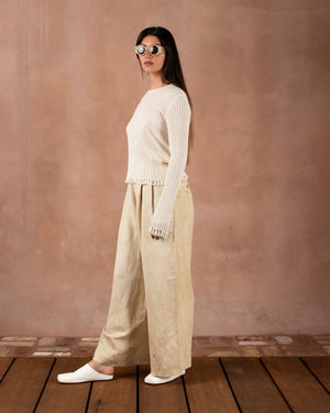 Frayed Sweater Cotton Silk Off White