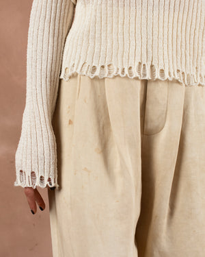 Frayed Sweater Cotton Silk Off White
