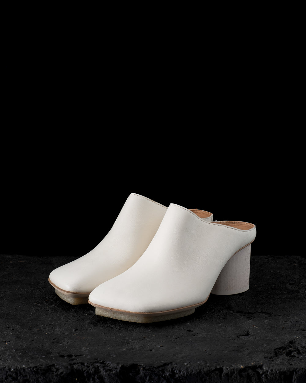 Leather Stone Mule Off White