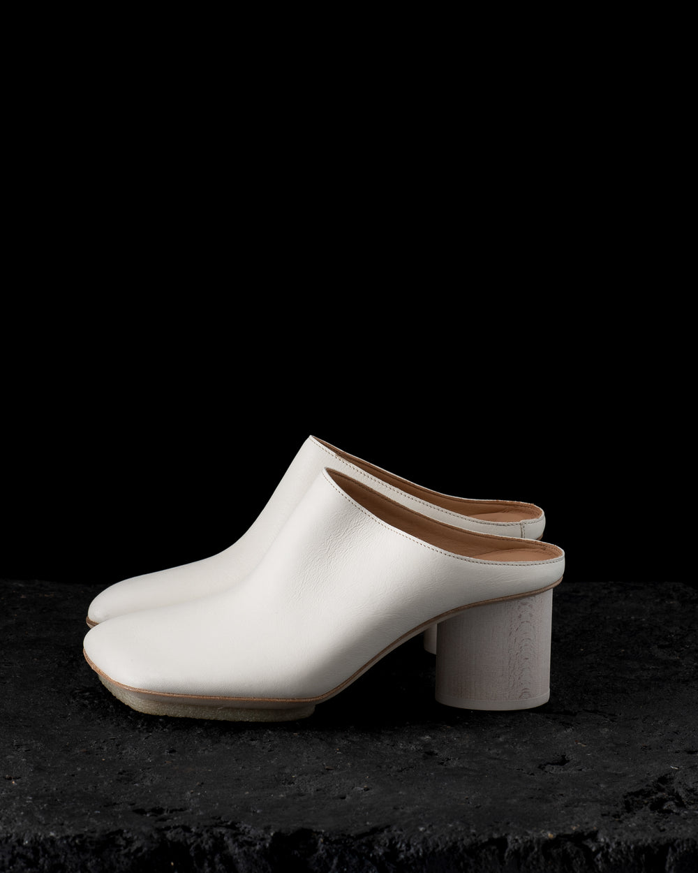 Leather Stone Mule Off White