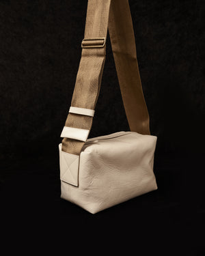 Medium Shoulder Bag White w/ Mustard Strap