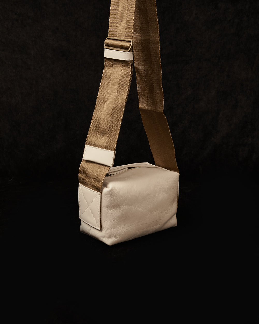 Small Shoulder Bag White w/ Mustard Strap