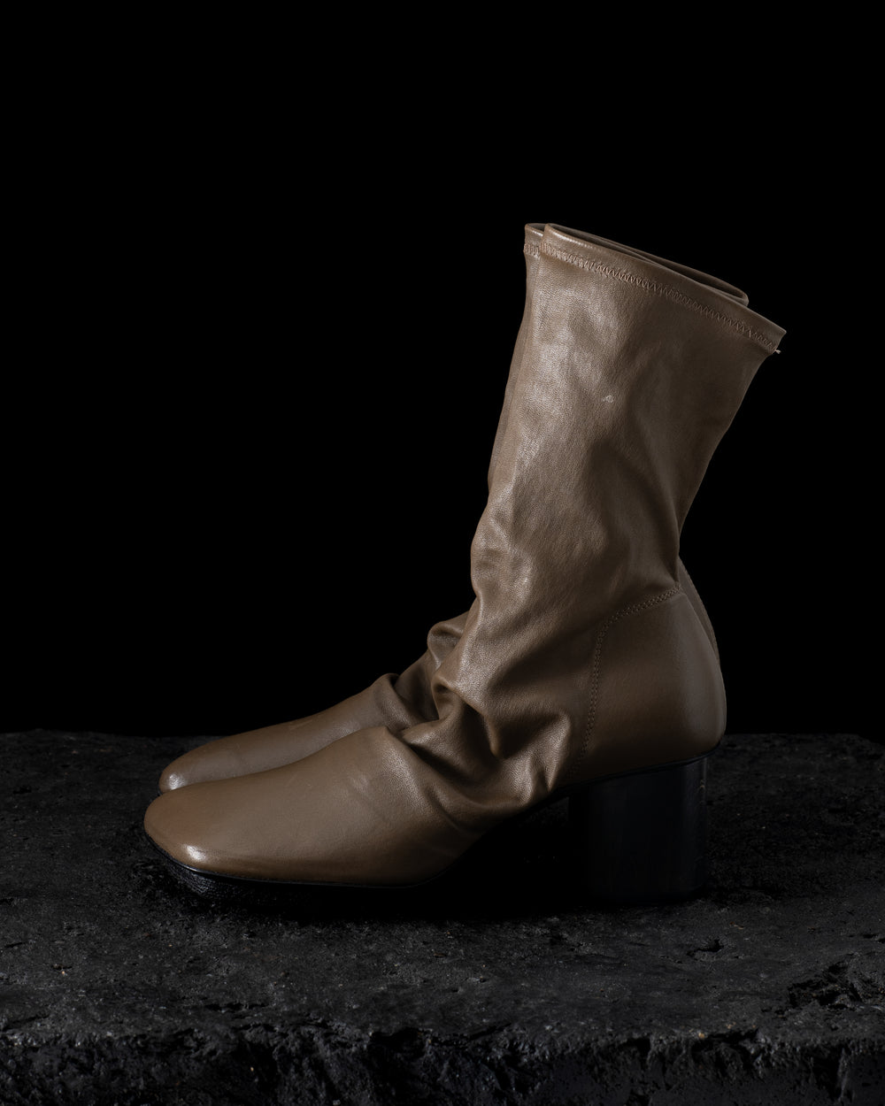 Stretch Leather Stone Boots Brown / Black