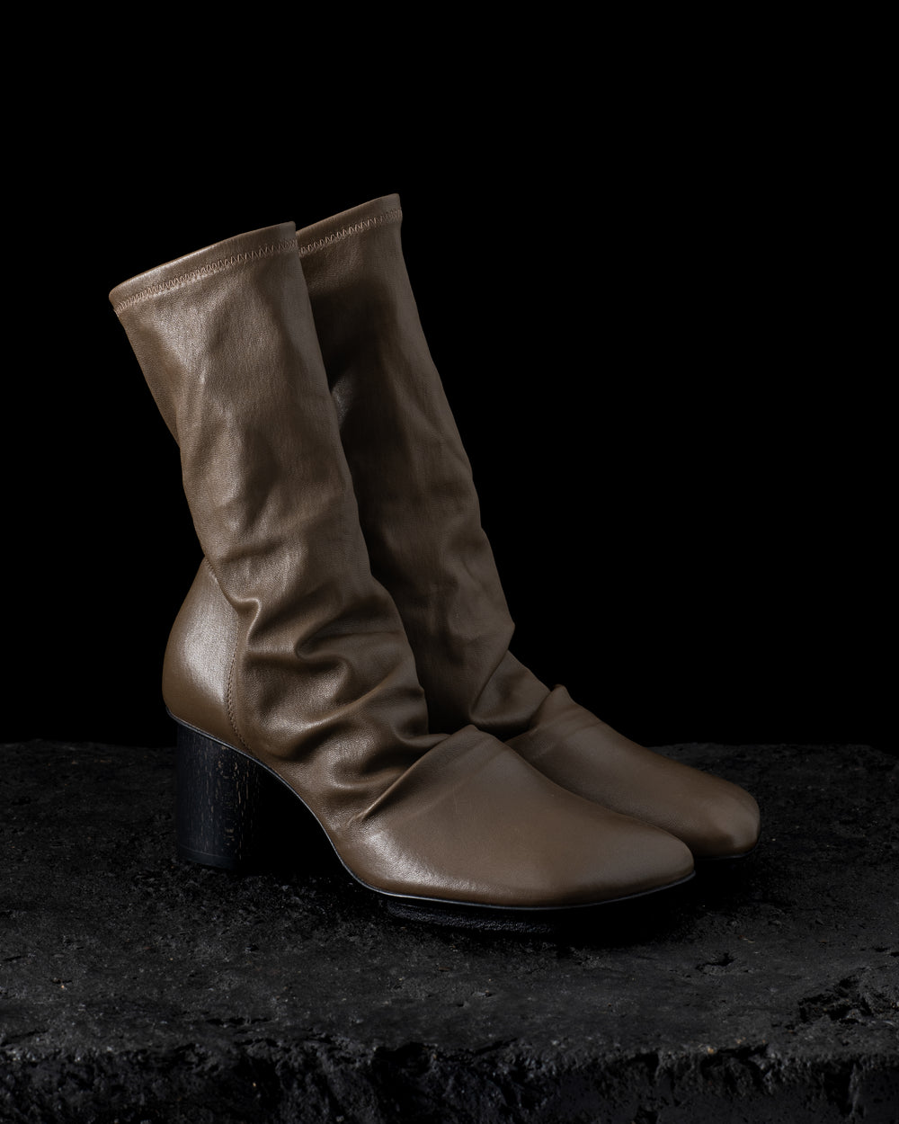 Stretch Leather Stone Boots Brown / Black