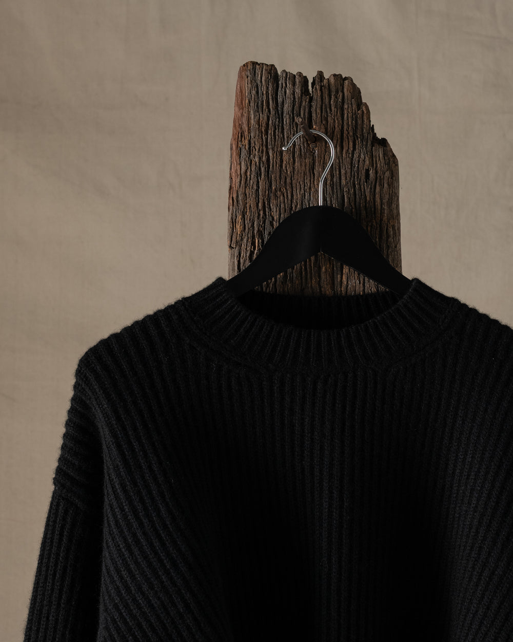 Crop Top Ribbed Cashmere Black