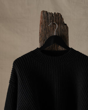Crop Top Ribbed Cashmere Black