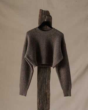 Crop Top Ribbed Cashmere Tan