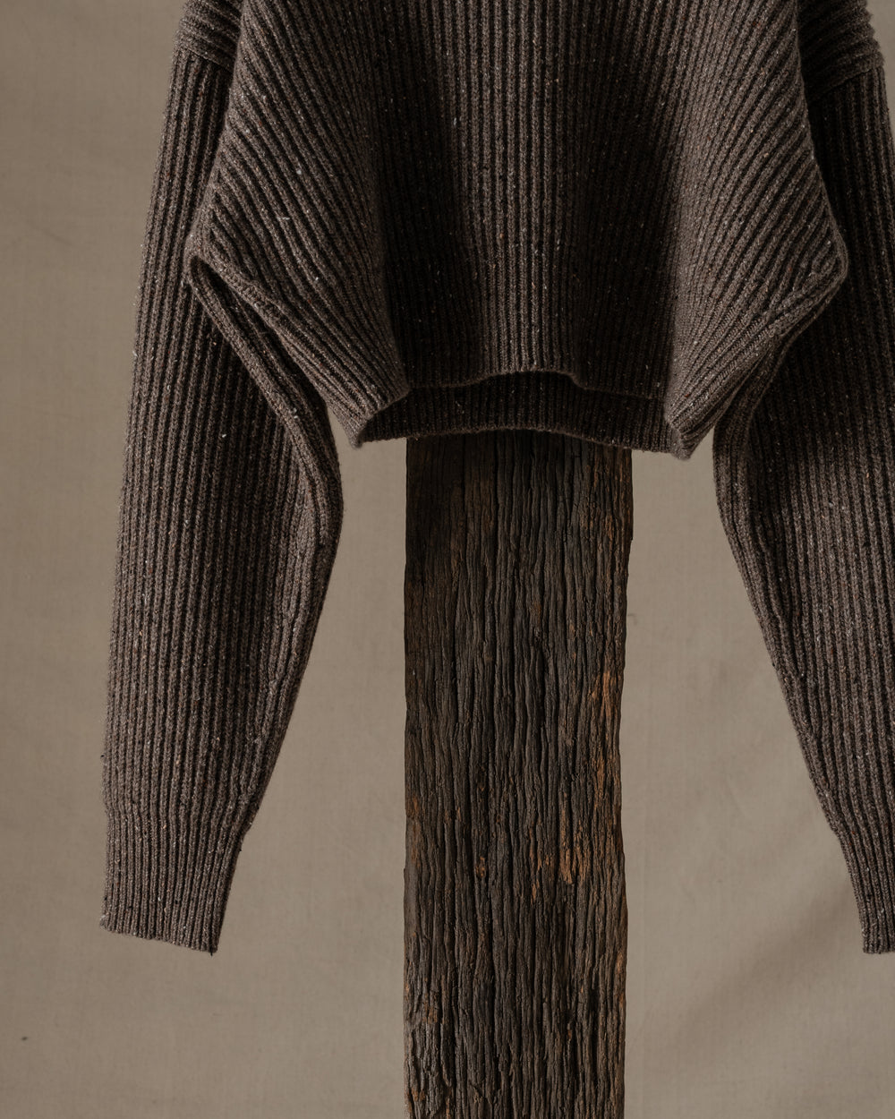 Crop Top Ribbed Cashmere Tan