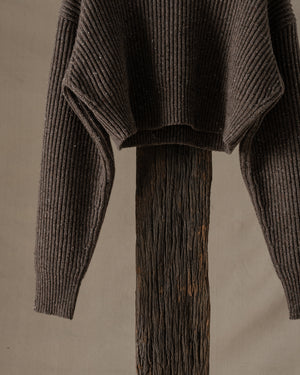 Crop Top Ribbed Cashmere Tan