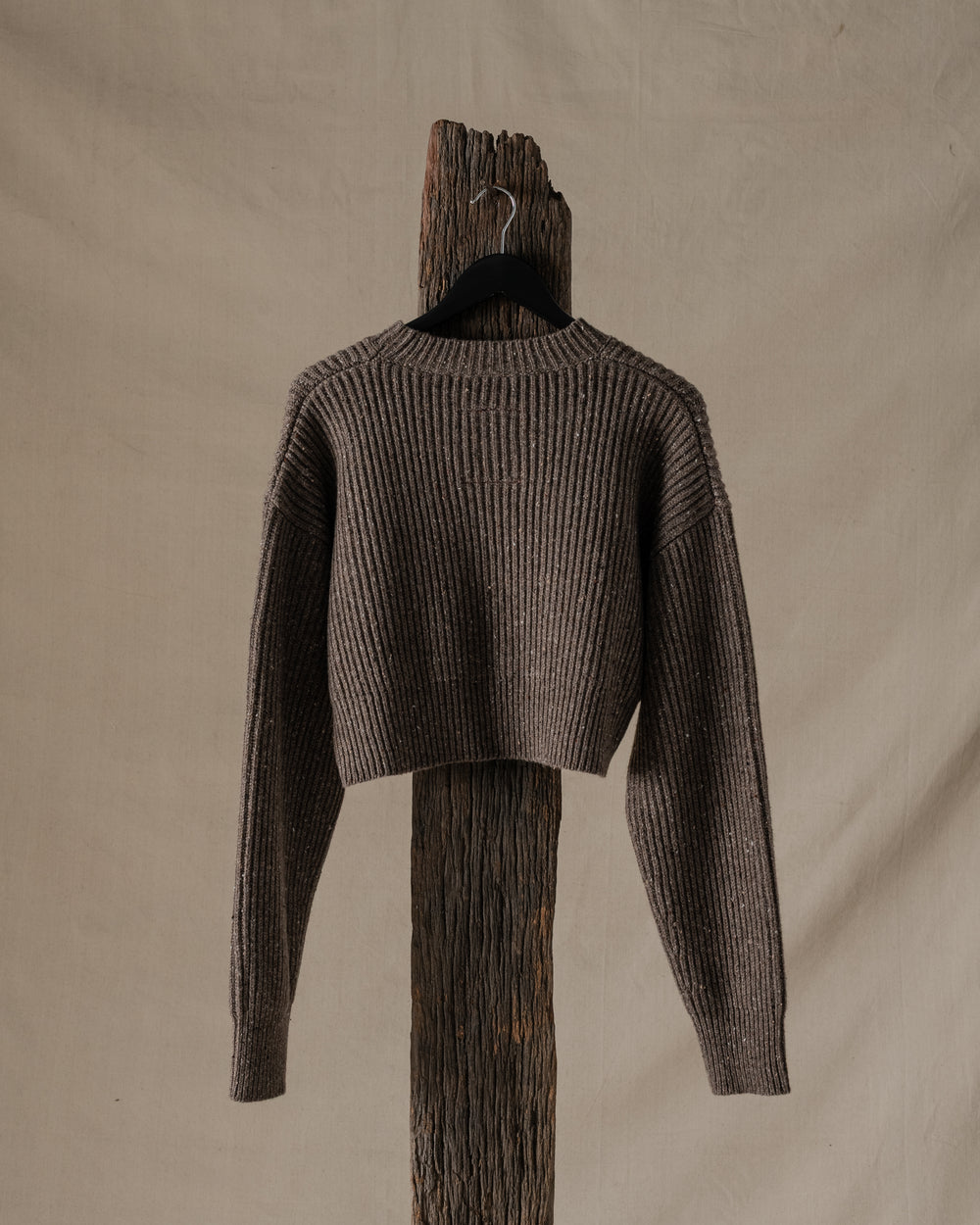 Crop Top Ribbed Cashmere Tan