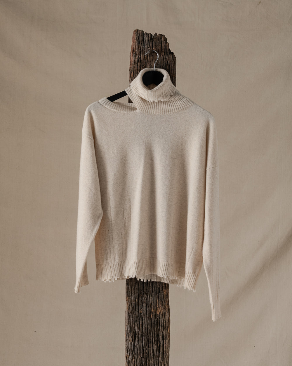 High Neck Top Light Cashmere Dirty White