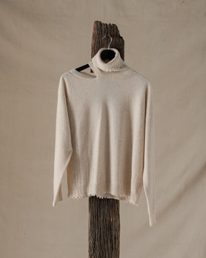 High Neck Top Light Cashmere Dirty White