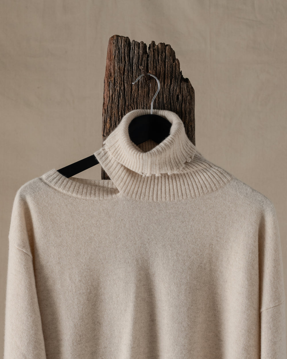 High Neck Top Light Cashmere Dirty White