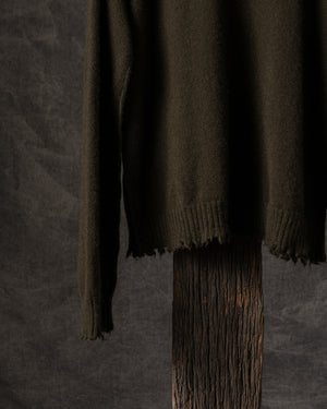 High Neck Top Plain Cashmere Army Green