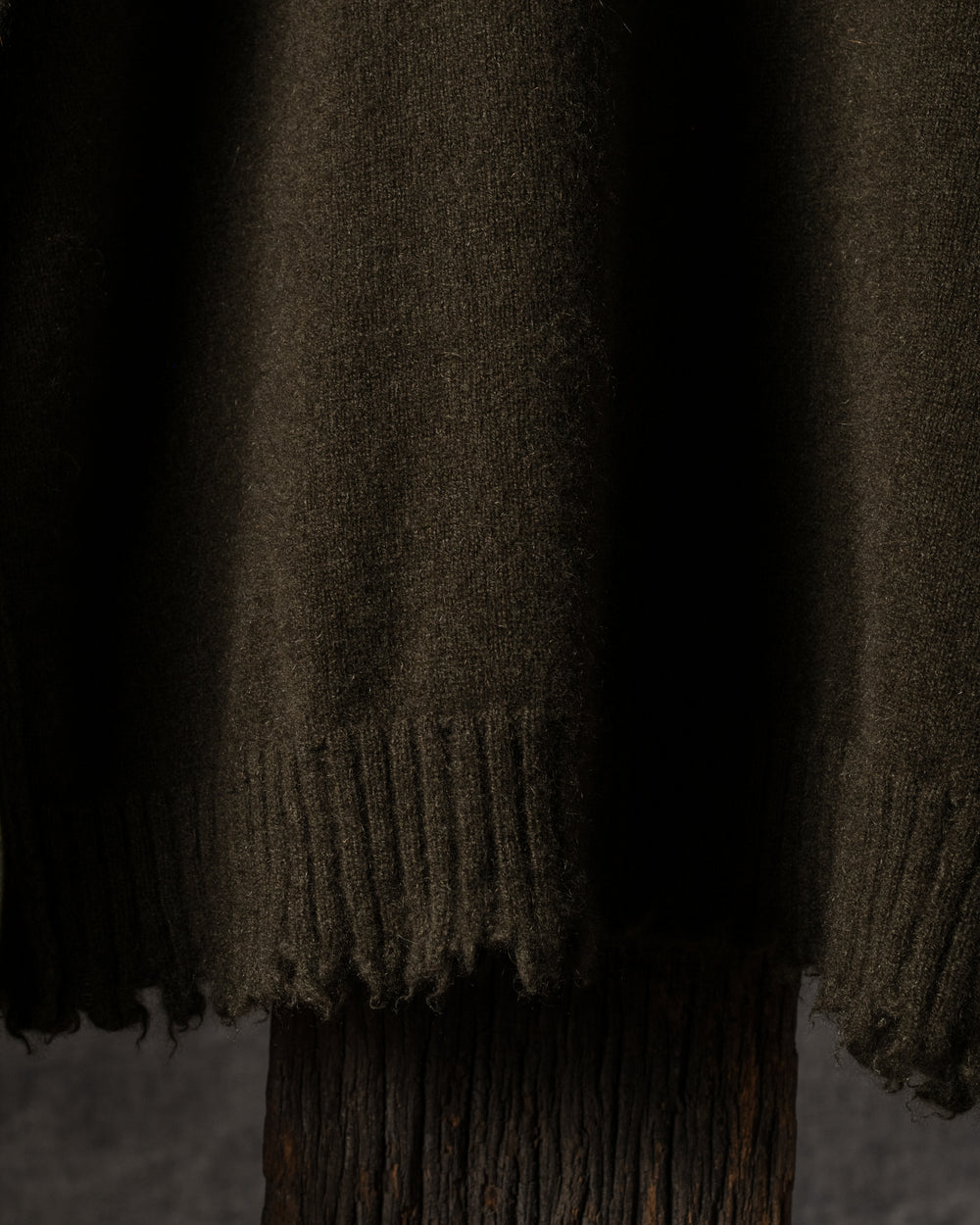 High Neck Top Plain Cashmere Army Green