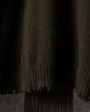 High Neck Top Plain Cashmere Army Green
