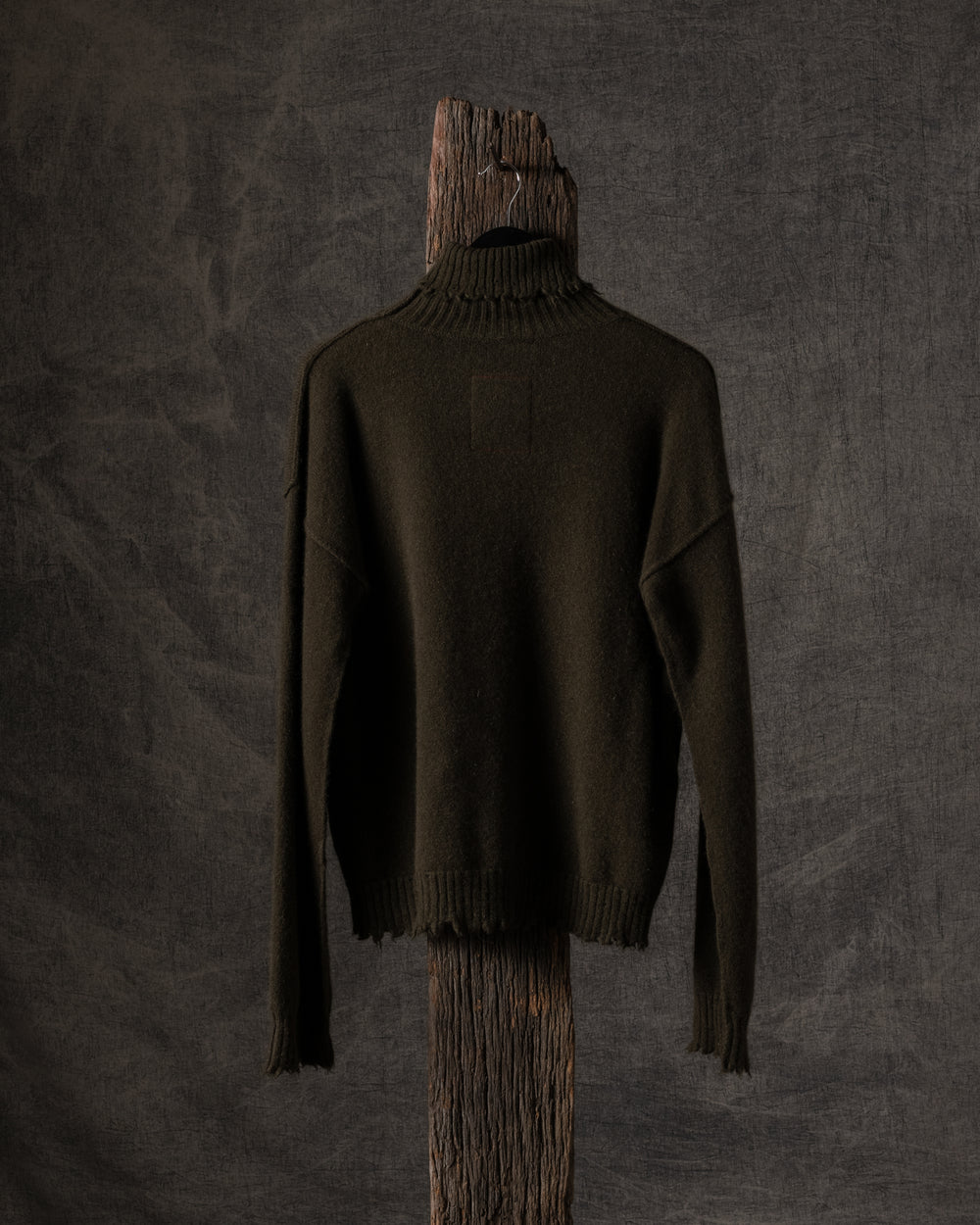 High Neck Top Plain Cashmere Army Green