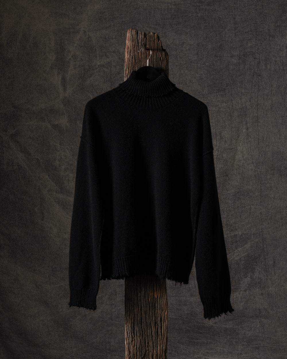 High Neck Top Plain Cashmere Black