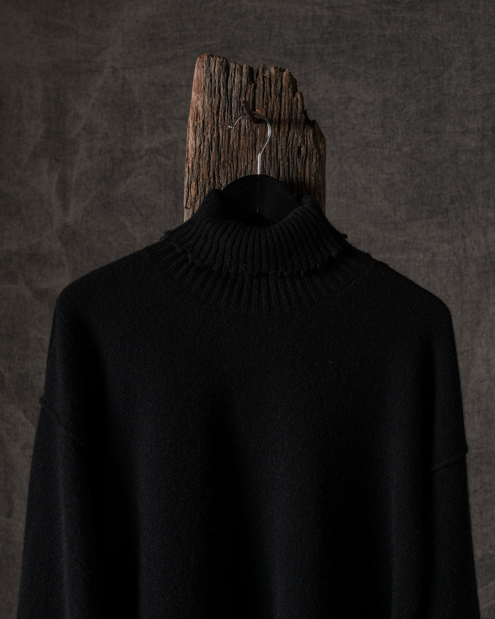 High Neck Top Plain Cashmere Black