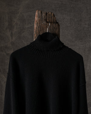 High Neck Top Plain Cashmere Black