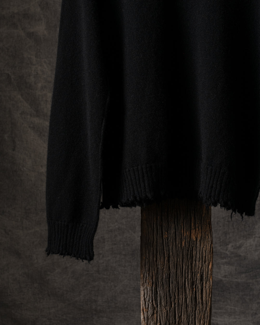 High Neck Top Plain Cashmere Black