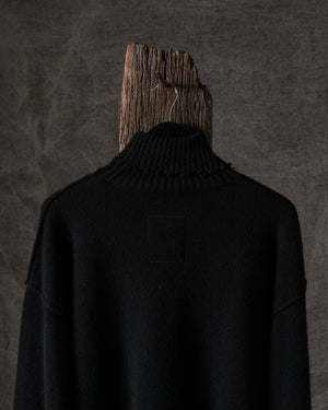 High Neck Top Plain Cashmere Black