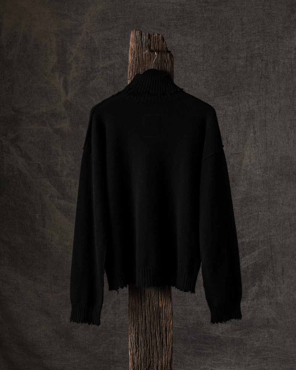 High Neck Top Plain Cashmere Black